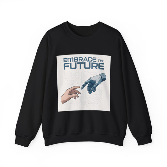 Embrace the Future Sweatshirt — Sci‑Fi Robotic Hand Crewneck