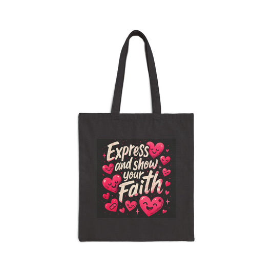 Faith Tote Bag — “Express and Show Your Faith” Canvas Shopper with Heart Design