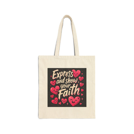Faith Tote Bag — “Express and Show Your Faith” Canvas Shopper with Heart Design